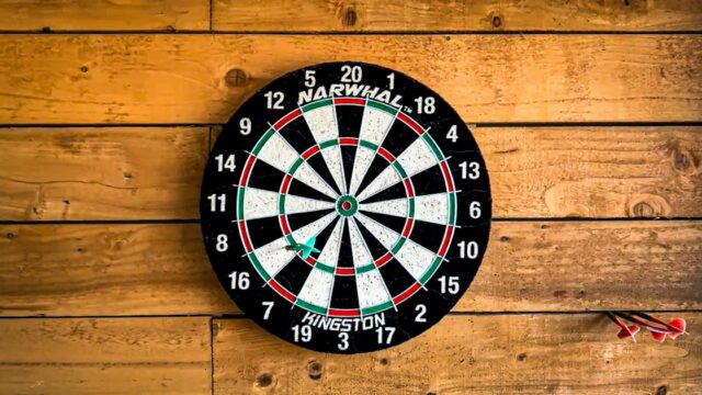 Darts schedule 2027: a dartboard on a wooden wall