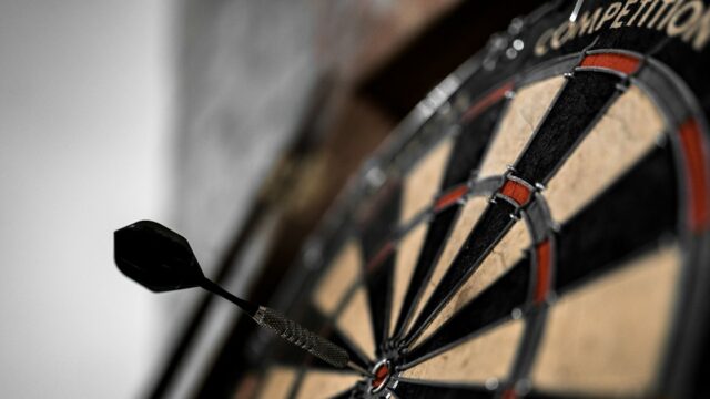 European Championship darts 2026: a dart in a dartboard close up